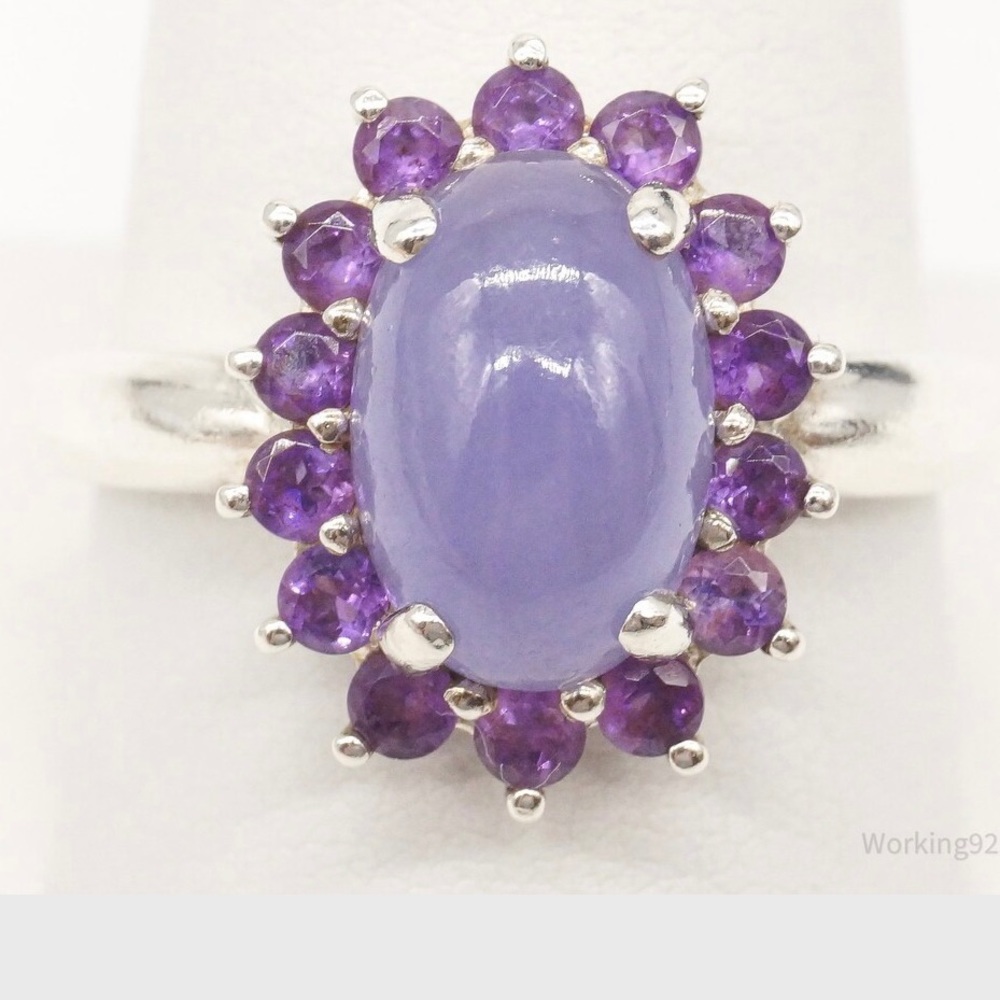 Vintage sterling purple jade and amethyst